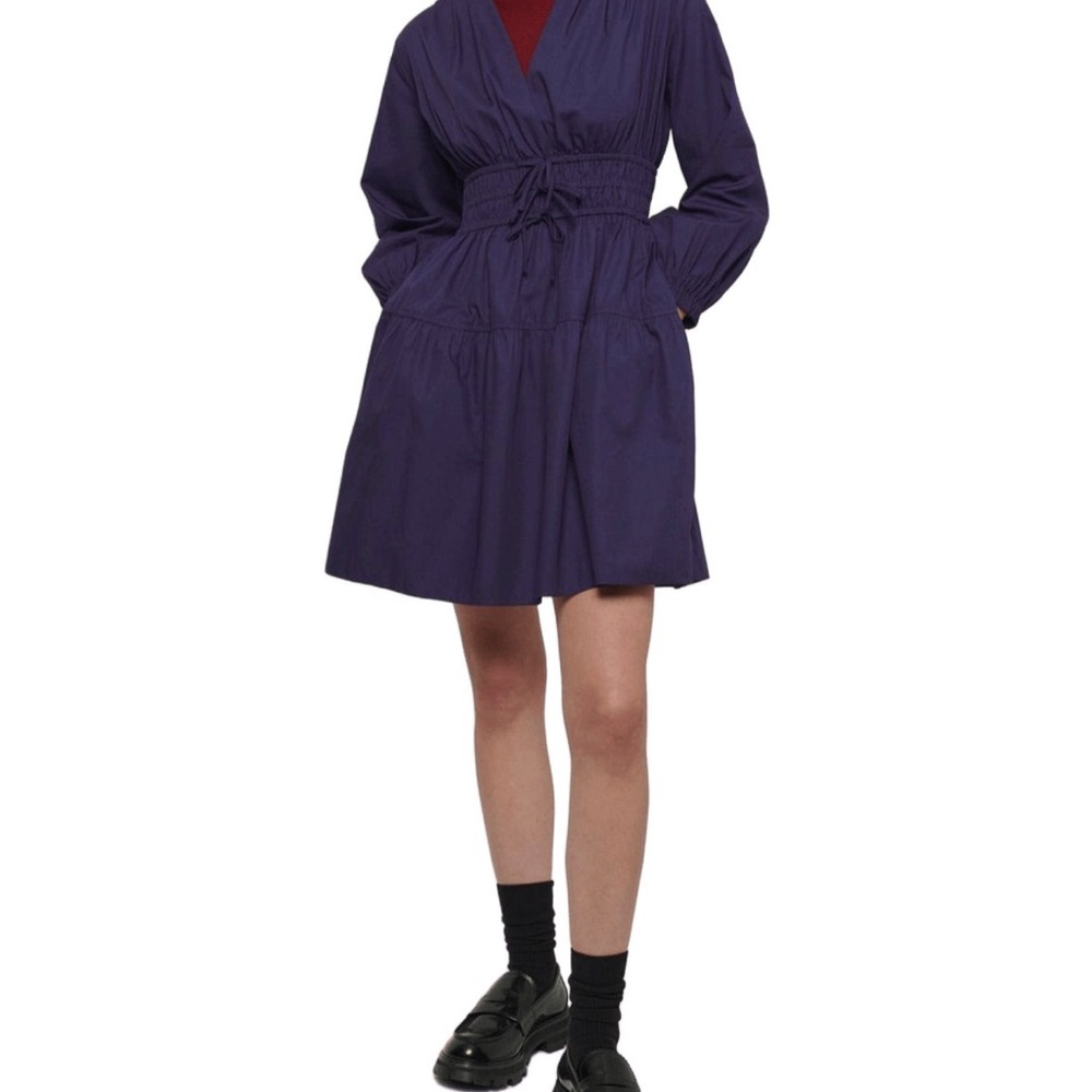 10 Crosby Derek Lam Dark Blue Long Sleeve Cotton Dress